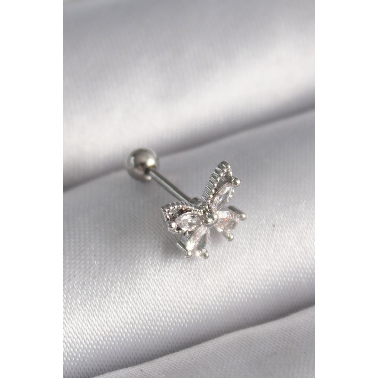 316L Çelik Gümüş Renk Zirkon Taşlı Kelebek Tragus Piercing - TJ-PR1233 316L Çelik Gümüş Renk Zirkon Taşlı Kelebek Tragus Piercing - TJ-PR1233