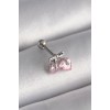 316L Çelik Gümüş Renk Pembe Zirkon Taşlı Kalp Tragus Piercing - TJ-PR1235
