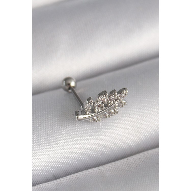 316L Çelik Gümüş Renk Zirkon Taşlı Dal Tragus Piercing - TJ-PR1259 316L Çelik Gümüş Renk Zirkon Taşlı Dal Tragus Piercing - TJ-PR1259