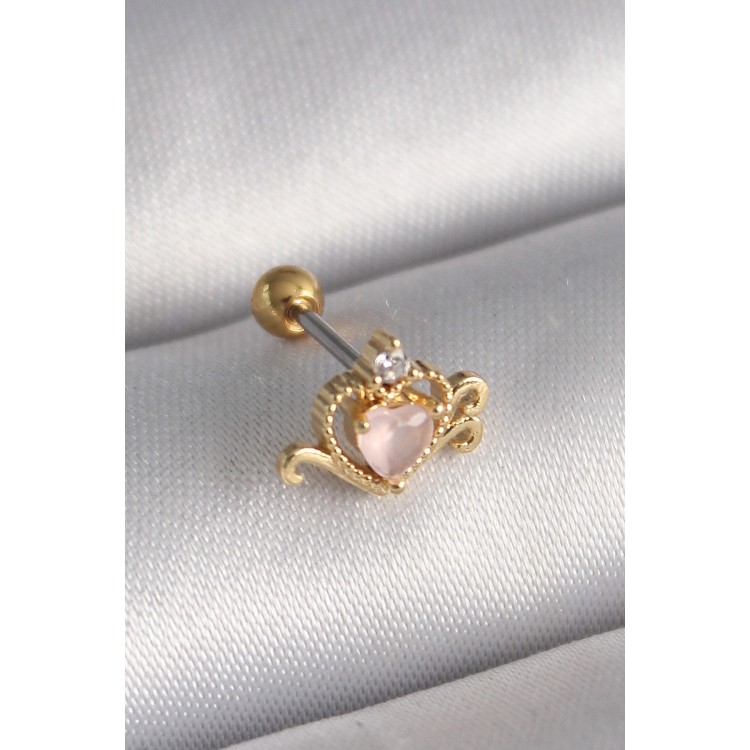 316L Çelik Gold Renk Pembe Mineli Kalp Zirkon Taş Detay Tragus Piercing - TJ-PR1260 316L Çelik Gold Renk Pembe Mineli Kalp Zirkon Taş Detay Tragus Piercing - TJ-PR1260
