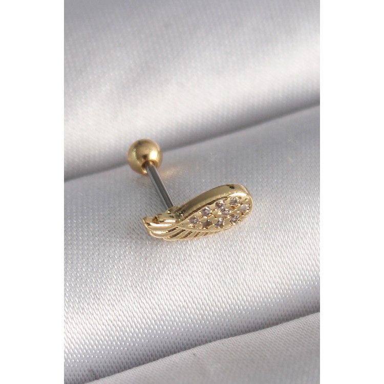 316L Çelik Gold Renk Zirkon Taşlı Kanat Tragus Piercing - TJ-PR1268 316L Çelik Gold Renk Zirkon Taşlı Kanat Tragus Piercing - TJ-PR1268