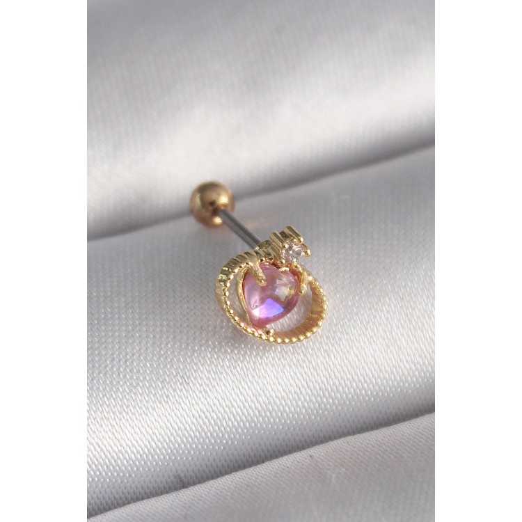 316L Çelik Gold Renk Pembe Mineli Kalp Zirkon Taş Detay Tragus Piercing - TJ-PR1272 316L Çelik Gold Renk Pembe Mineli Kalp Zirkon Taş Detay Tragus Piercing - TJ-PR1272