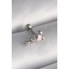 316L Çelik Gümüş Renk Zirkon Taş Detay Pembe Kalp İşleme Tragus Piercing - TJ-PR1281