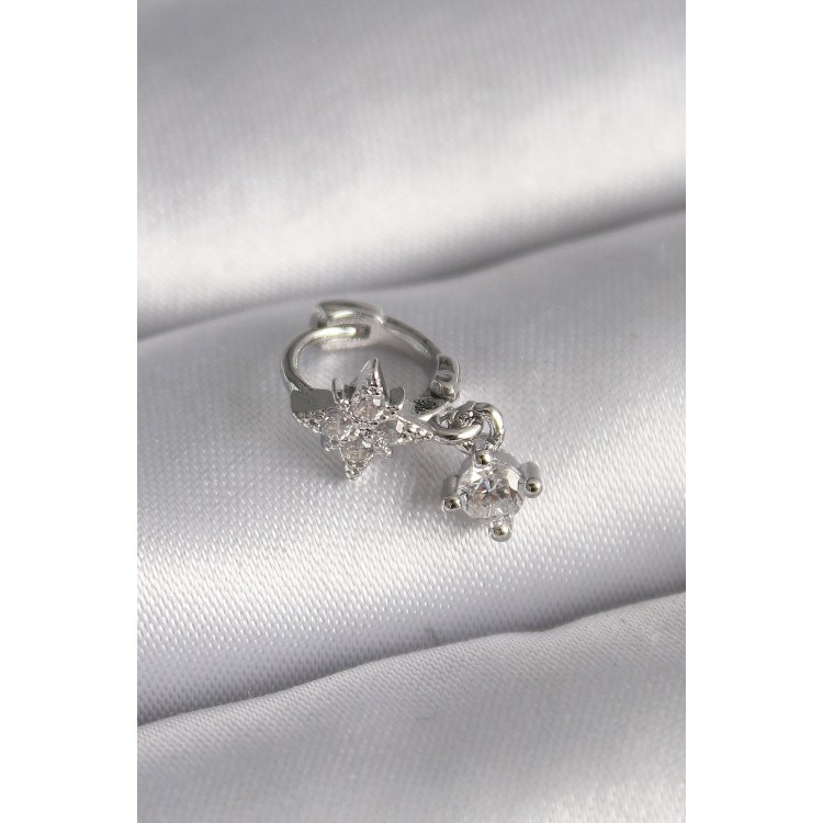 316L Steel Silver Color Zircon Stone Flower Model Dangle Detail Tragus Piercing - TJ-PR1315 316L Steel Silver Color Zircon Stone Flower Model Dangle Detail Tragus Piercing - TJ-PR1315