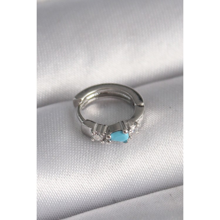 316L Çelik Gümüş Renk Zirkon Taşlı Mavi Boncuk Detay Tragus Piercing - TJ-PR1325 316L Çelik Gümüş Renk Zirkon Taşlı Mavi Boncuk Detay Tragus Piercing - TJ-PR1325