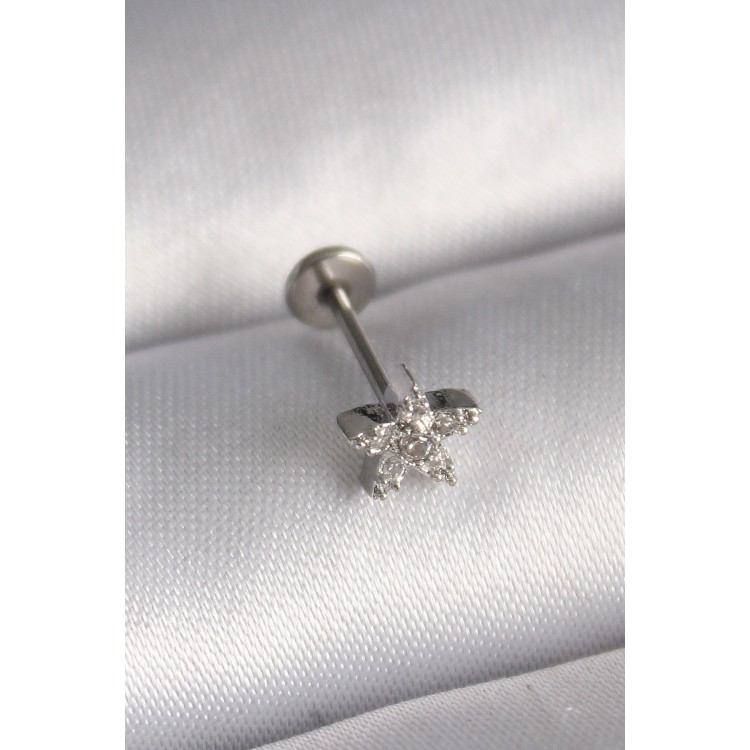 316L Steel Silver Color Zircon Stone Star Model Tragus Piercing - TJ-PR1351 316L Steel Silver Color Zircon Stone Star Model Tragus Piercing - TJ-PR1351