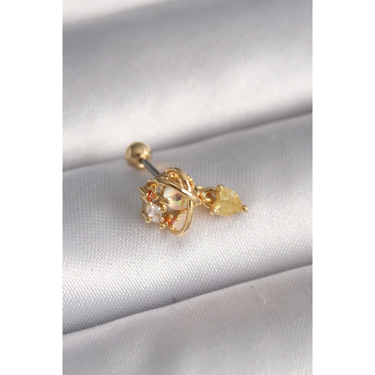 316L Steel Gold Color Zircon Stone Dangle Heart Detail Tragus Piercing - TJ-PR1360 316L Steel Gold Color Zircon Stone Dangle Heart Detail Tragus Piercing - TJ-PR1360