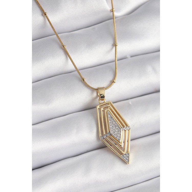 316L Çelik Gold Renk Zirkon Taşlı Vintage Model Kadın Kolye - TJ-BKO9517 316L Çelik Gold Renk Zirkon Taşlı Vintage Model Kadın Kolye - TJ-BKO9517