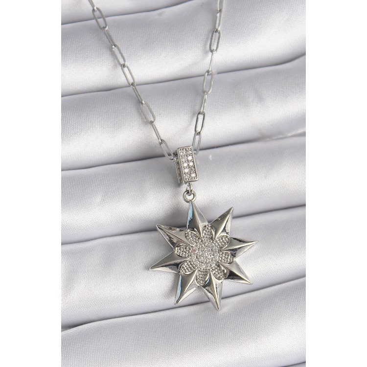 316L Çelik Gümüş Renk Zirkon Taşlı Kutup Yıldızı Model Kadın Kolye - TJ-BKO9531 316L Çelik Gümüş Renk Zirkon Taşlı Kutup Yıldızı Model Kadın Kolye - TJ-BKO9531