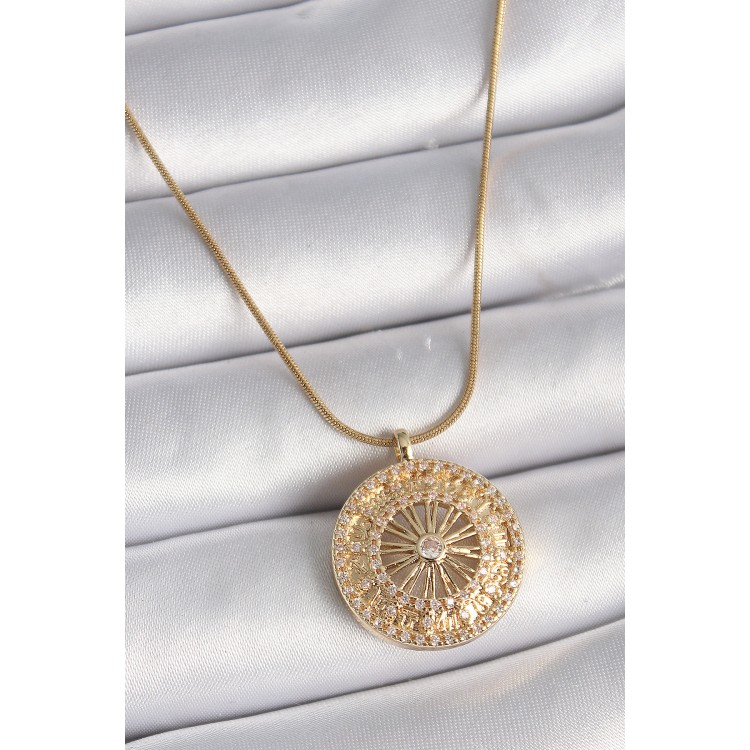 316L Çelik Gold Renk Zirkon Taşlı 12 Burç Madalyon Model Kadın Kolye - TJ-BKO9542 316L Çelik Gold Renk Zirkon Taşlı 12 Burç Madalyon Model Kadın Kolye - TJ-BKO9542