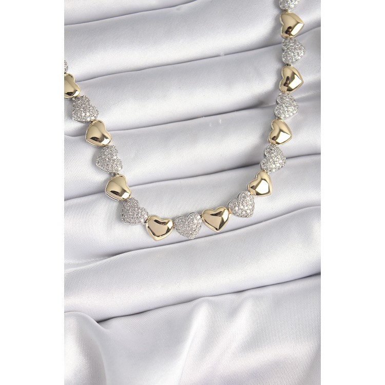 Pirinç Mix Renk Zirkon Taşlı Kalp Model VIP Exclusive Seri Kadın Kolye - TJ-BKO9545 Pirinç Mix Renk Zirkon Taşlı Kalp Model VIP Exclusive Seri Kadın Kolye - TJ-BKO9545