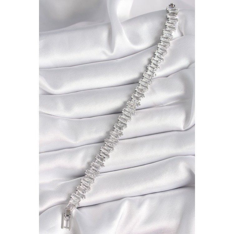 Brass Silver Color Zircon Stone Waterway Model VIP Series Women's Bracelet - TJ-BB6487