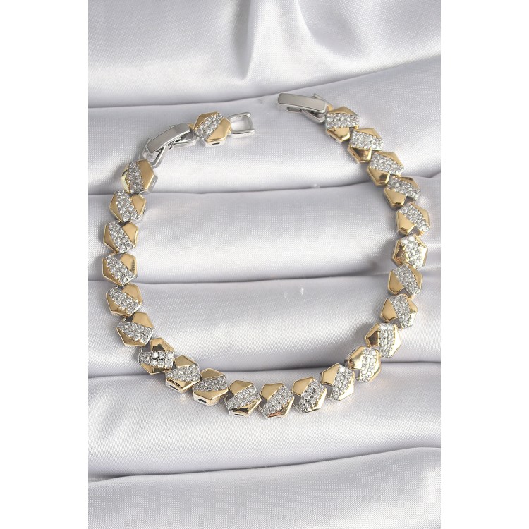 Pirinç Mix Renk Kalp Model Zirkon Taşlı VIP Seri Kadın Bileklik - TJ-BB6494 Pirinç Mix Renk Kalp Model Zirkon Taşlı VIP Seri Kadın Bileklik - TJ-BB6494