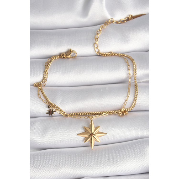 316L Steel Gold Color Pole Star Model Women's Bracelet - TJ-BB6500 316L Steel Gold Color Pole Star Model Women's Bracelet - TJ-BB6500