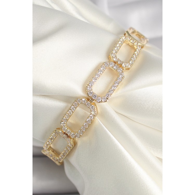 Brass Gold Color Zircon Stone Chain Model Xuping VIP Exclusive Series Bracelet - TJ-BB6512