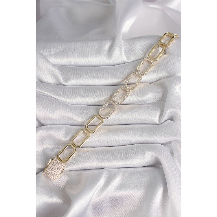 Brass Gold Color Zircon Stone Chain Model Xuping VIP Exclusive Series Bracelet - TJ-BB6512