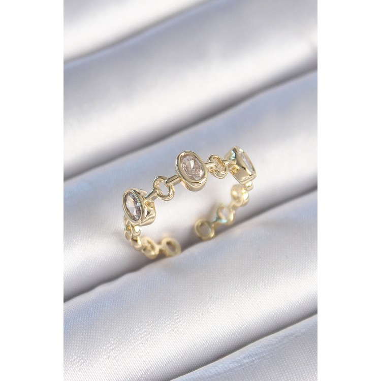 Brass Gold Color Zircon Stone Round Chain Model Women's Ring - TJ-BYK3470 Brass Gold Color Zircon Stone Round Chain Model Women's Ring - TJ-BYK3470