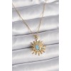 316L Steel Gold Color Chain Zircon Stone Sun Model Blue Moon Embroidery Women's Necklace - TJ-BKO9569