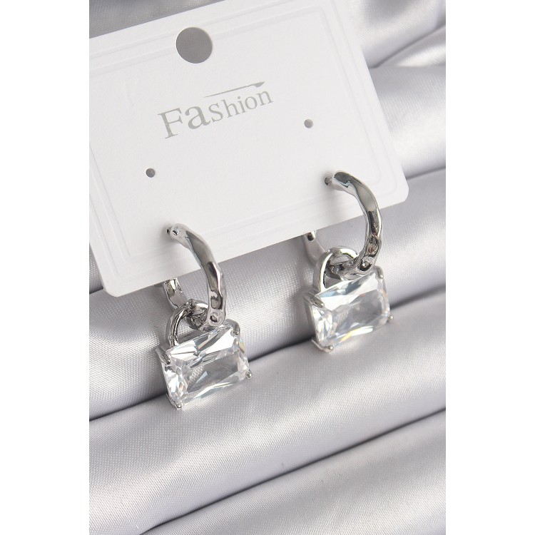 Pirinç Gümüş Renk Sallantı Zirkon Taşlı Çanta Model Kadın Küpe - TJ-BKP9769 Pirinç Gümüş Renk Sallantı Zirkon Taşlı Çanta Model Kadın Küpe - TJ-BKP9769