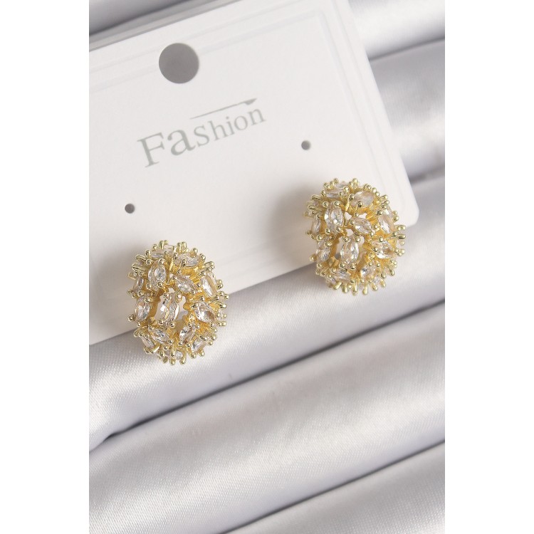 Pirinç Gold Renk Zirkon Taşlı Kadın Küpe - TJ-BKP9796 Pirinç Gold Renk Zirkon Taşlı Kadın Küpe - TJ-BKP9796