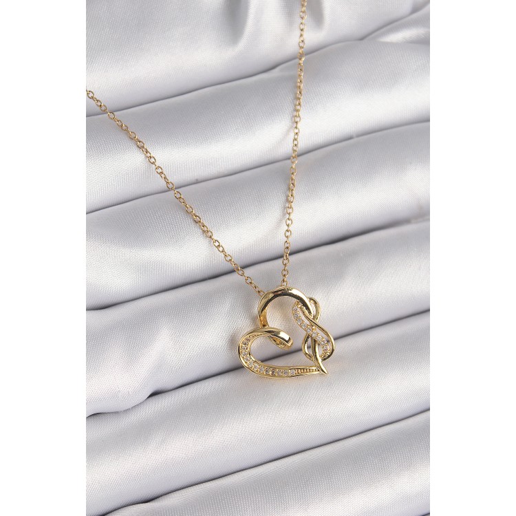 316L Çelik Gold Renk Zincir Zirkon Taş Detaylı Kalp Model Sonsuzluk Detay Kadın Kolye - TJ-BKO9583 316L Çelik Gold Renk Zincir Zirkon Taş Detaylı Kalp Model Sonsuzluk Detay Kadın Kolye - TJ-BKO9583