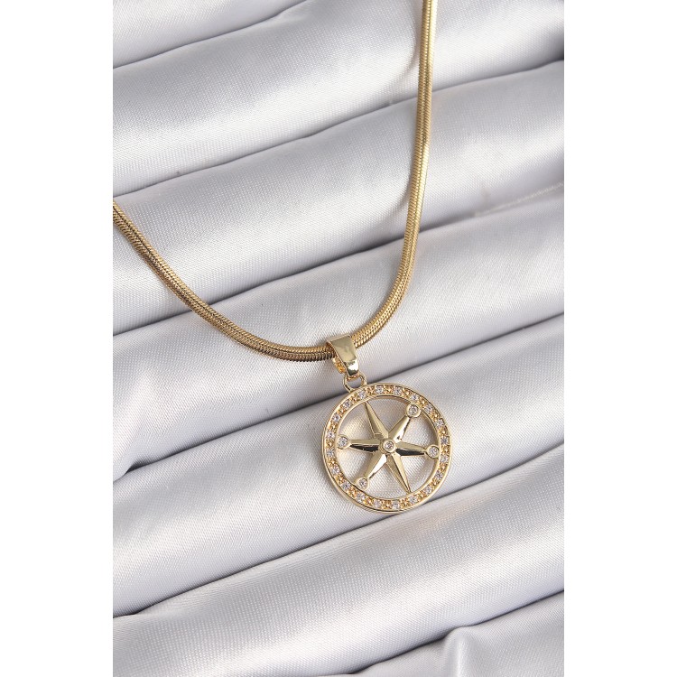 316L Çelik Gold Renk İtalyan Zincir Zirkon Taşlı Kutup Yıldız Model Kadın Kolye - TJ-BKO9595 316L Çelik Gold Renk İtalyan Zincir Zirkon Taşlı Kutup Yıldız Model Kadın Kolye - TJ-BKO9595