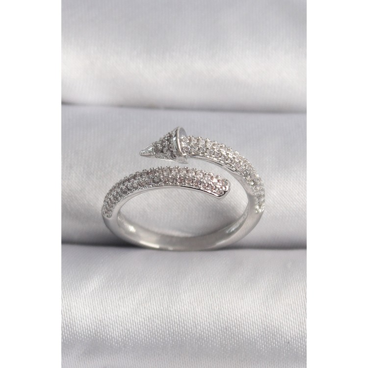 Brass Silver Color Zircon Stone Nail Model VIP Series Women's Ring - TJ-BYK3507