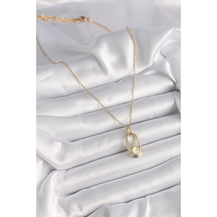 316L Steel Chain Gold Color White Cat Eye Model Women's Necklace - TJ-BKO9609