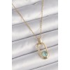 316L Steel Gold Color Chain Blue Cat Eye Model Women's Necklace - TJ-BKO9610