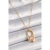 316L Steel Gold Color Pink Cat Eye Model Women's Necklace - TJ-BKO9611
