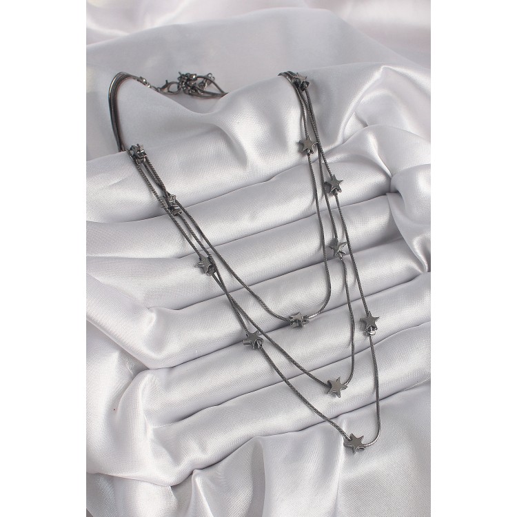 Pirinç Füme Renk 3'Lü Yıldız Model Kadın Kolye - TJ-BKO9623