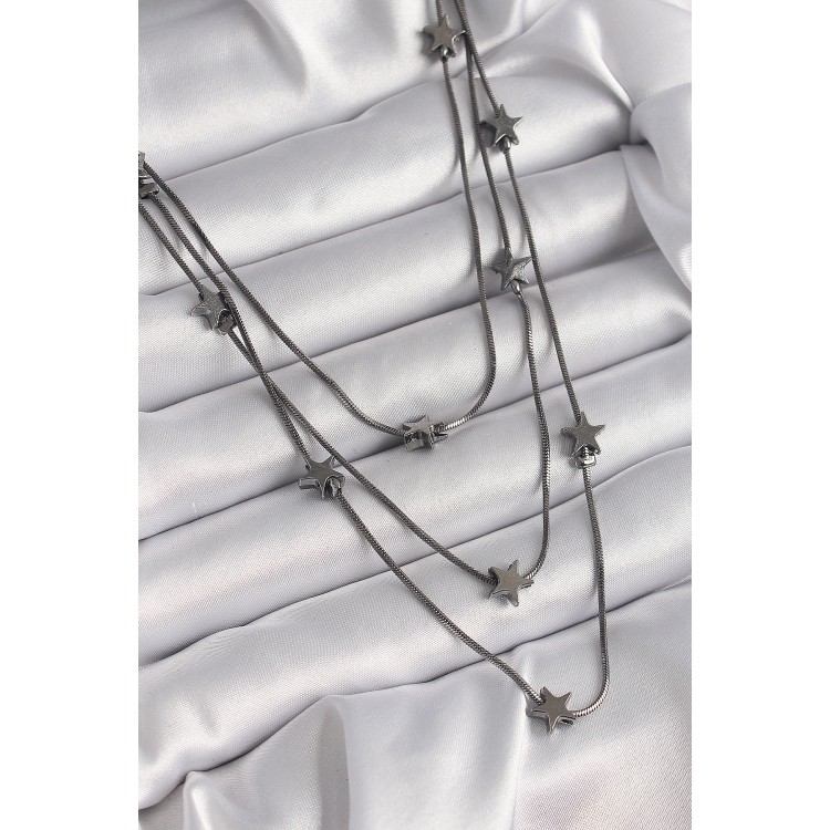 Pirinç Füme Renk 3'Lü Yıldız Model Kadın Kolye - TJ-BKO9623