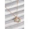 316L Steel Gold Color Chain Mirror Heart Model Zircon Stone Heart Model Women's Necklace - TJ-BKO9632