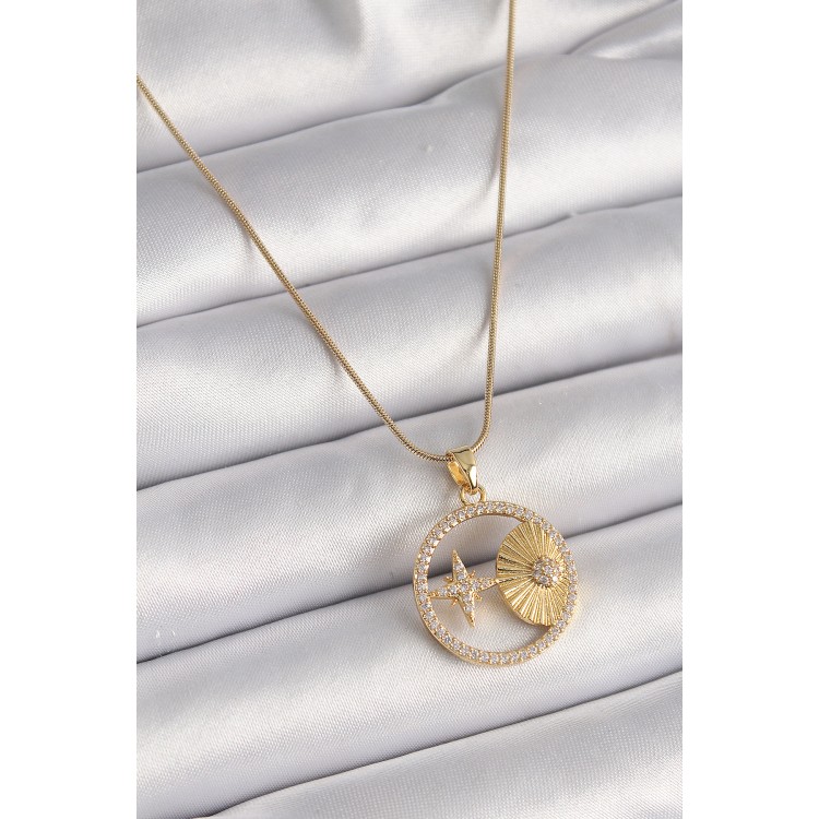 316L Çelik Gold Renk Zincir Zirkon Taşlı Yıldız İşleme Madalyon Model Kadın Kolye - TJ-BKO9636 316L Çelik Gold Renk Zincir Zirkon Taşlı Yıldız İşleme Madalyon Model Kadın Kolye - TJ-BKO9636