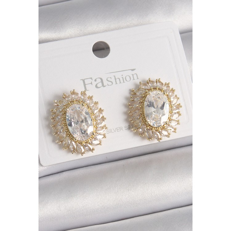 Pirinç Gold Renk Zirkon Taşlı Kadın Küpe - TJ-BKP9925 Pirinç Gold Renk Zirkon Taşlı Kadın Küpe - TJ-BKP9925