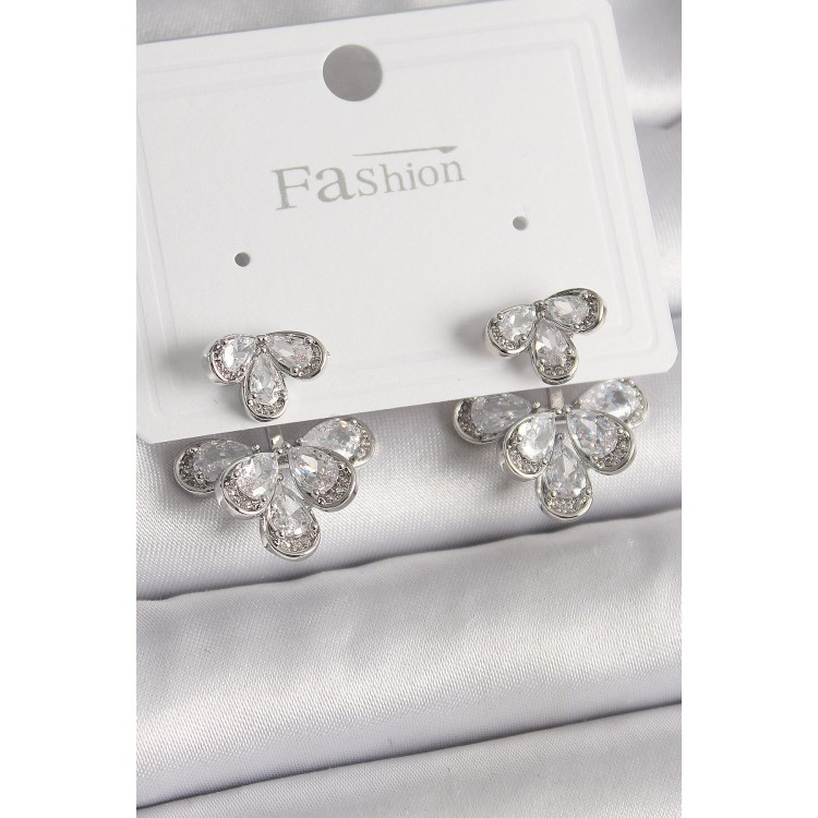 Pirinç Gümüş Renk Zirkon Taşlı Damla Model Kadın Küpe - TJ-BKP9940 Pirinç Gümüş Renk Zirkon Taşlı Damla Model Kadın Küpe - TJ-BKP9940