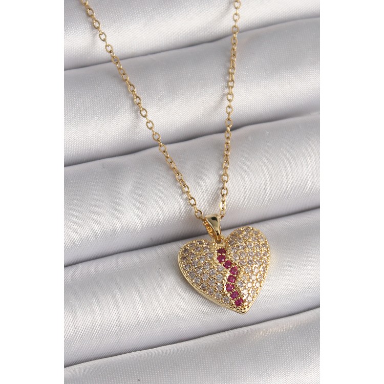 316L Çelik Gold Renk Zincir Zirkon Taşlı Kalp Model Kadın Kolye - TJ-BKO9644 316L Çelik Gold Renk Zincir Zirkon Taşlı Kalp Model Kadın Kolye - TJ-BKO9644