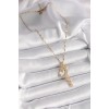 316L Steel Gold Color Chain Zircon Stone Crescent Star Figure Pendant Detail Women's Necklace - TJ-BKO9646