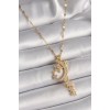 316L Steel Gold Color Chain Zircon Stone Crescent Star Figure Pendant Detail Women's Necklace - TJ-BKO9646