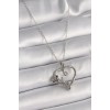 316L Steel Silver Color Chain Zircon Stone Heart Figure Rose Detail Women's Necklace - TJ-BKO9657