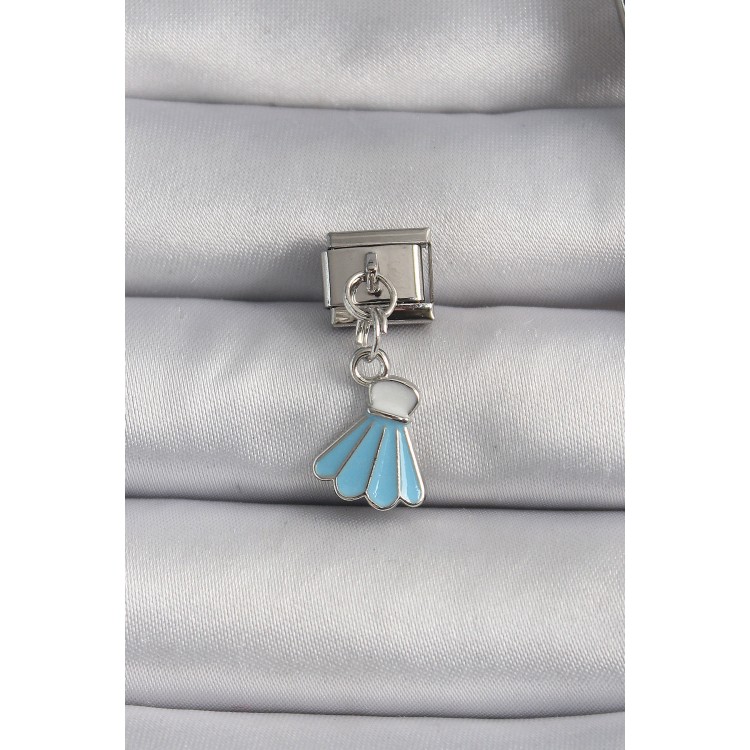 316L Çelik Gümüş Renk Mavi Renk Sallantı Elbise Model Nomination Charm - TJ-BC1101