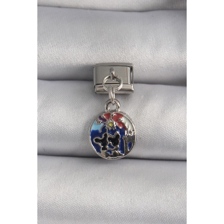 316L Çelik Gümüş Renk Sallantı Dünya Model Nomination Charm - TJ-BC1117 316L Çelik Gümüş Renk Sallantı Dünya Model Nomination Charm - TJ-BC1117