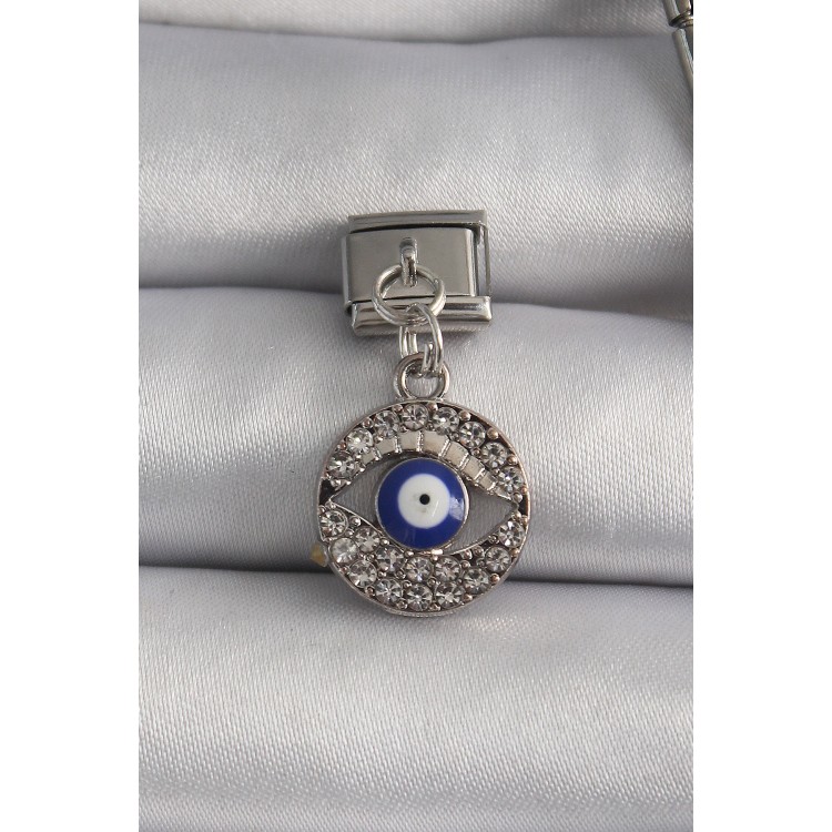 316L Çelik Gümüş Renk Sallantı Zirkon Taşlı Göz Model Nazar Boncuk Detay Nomination Charm - TJ-BC1121 316L Çelik Gümüş Renk Sallantı Zirkon Taşlı Göz Model Nazar Boncuk Detay Nomination Charm - TJ-BC1121