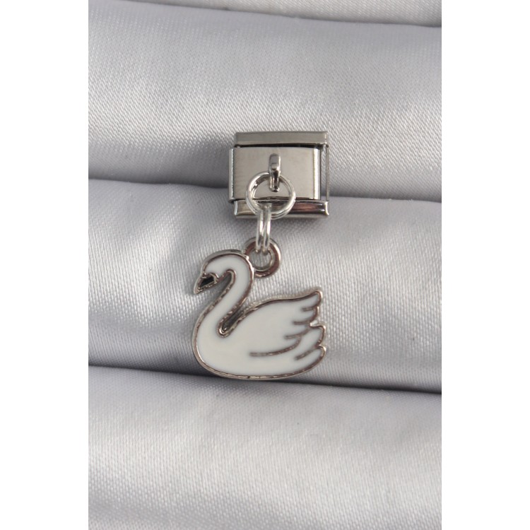 316L Çelik Gümüş Renk Sallantı Beyaz Kuğu Model Nomination Charm - TJ-BC1160 316L Çelik Gümüş Renk Sallantı Beyaz Kuğu Model Nomination Charm - TJ-BC1160