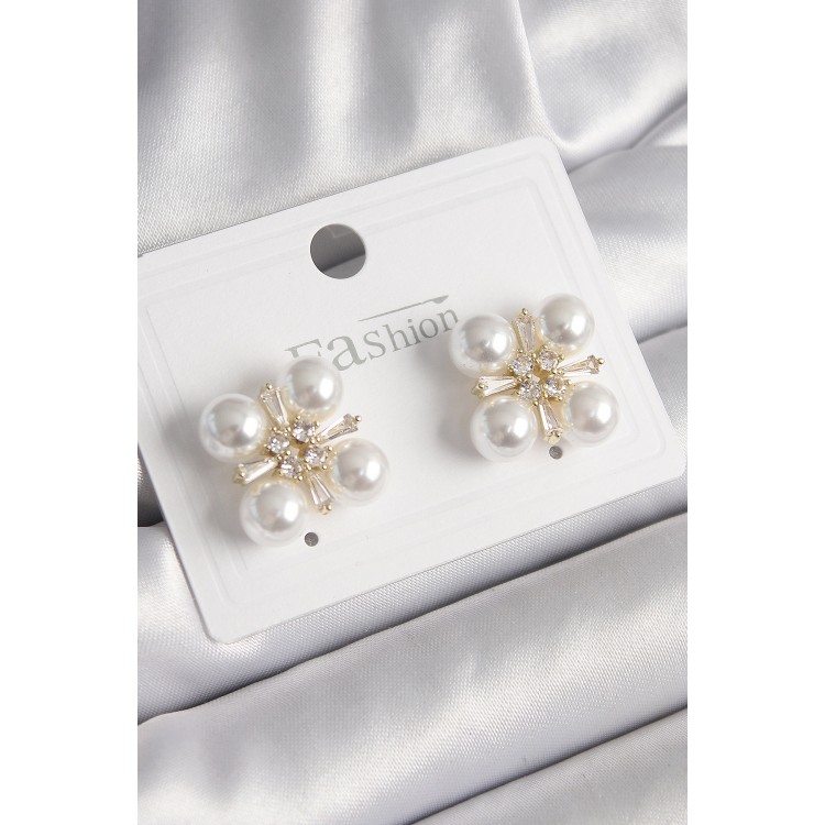 Pirinç Gold Renk Zirkon Taşlı İncili Kadın Küpe - TJ-BKP9947 Pirinç Gold Renk Zirkon Taşlı İncili Kadın Küpe - TJ-BKP9947