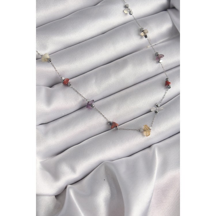 316L Steel Silver Color Chain Colorful Natural Stone Model Women's Necklace - TJ-BKO9664 316L Steel Silver Color Chain Colorful Natural Stone Model Women's Necklace - TJ-BKO9664