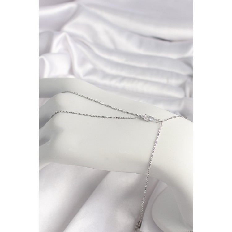 Brass Silver Color Drop Zircon Stone Women's Shahmaran - TJ-SN607