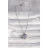 316L Steel Silver Color Zircon Stone Purple Heart Model Women's Necklace - TJ-BKO9696
