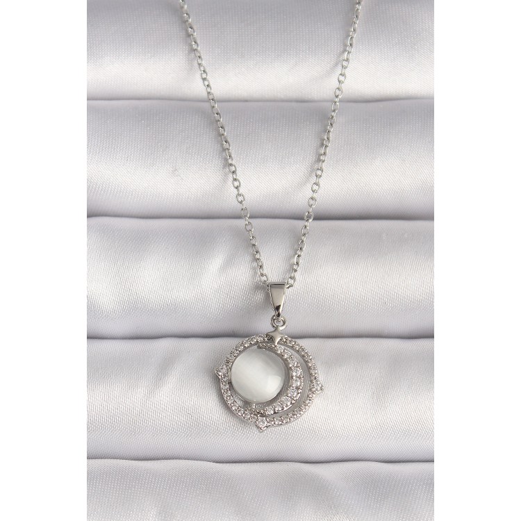316L Çelik Gümüş Renk Zirkon Taşlı Beyaz Sedefli Hilal Model Kadın Kolye - TJ-BKO9702 316L Çelik Gümüş Renk Zirkon Taşlı Beyaz Sedefli Hilal Model Kadın Kolye - TJ-BKO9702