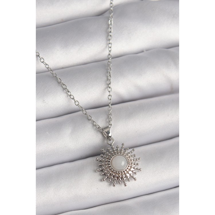 316L Çelik Gümüş Renk Zincir Beyaz Mineli Güneş Model Kadın Kolye - TJ-BKO9719 316L Çelik Gümüş Renk Zincir Beyaz Mineli Güneş Model Kadın Kolye - TJ-BKO9719